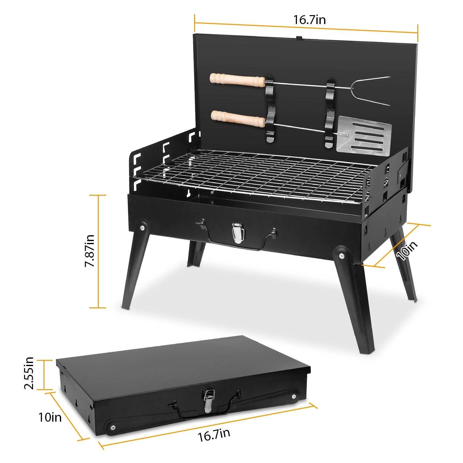 Portable Charcoal Foldable Grills Suitcase Grill Shelf CJ US