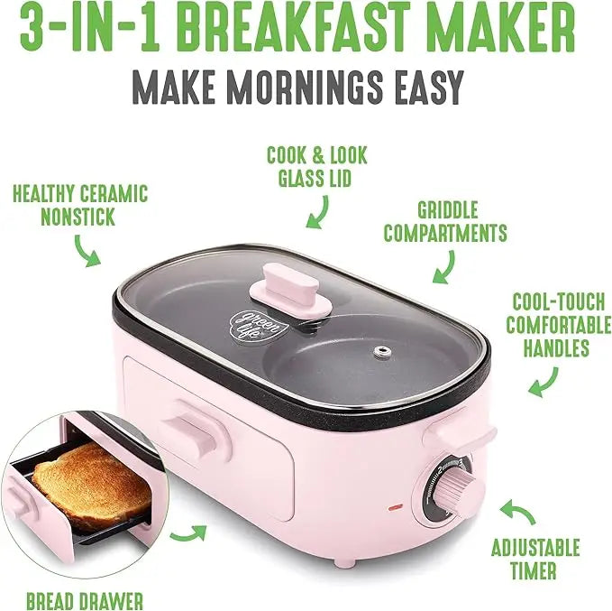 3-in-1 Breakfast Station – Ceramic Nonstick Griddles - SmartPursue™