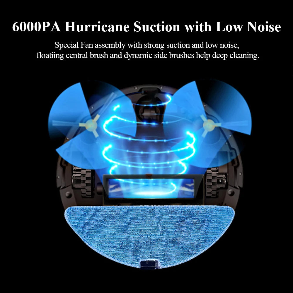 🤖 Robot Vacuum – 6000 Pa Suction, Wi‑Fi App & Dual Wet-Dry Mop - SmartPursue™