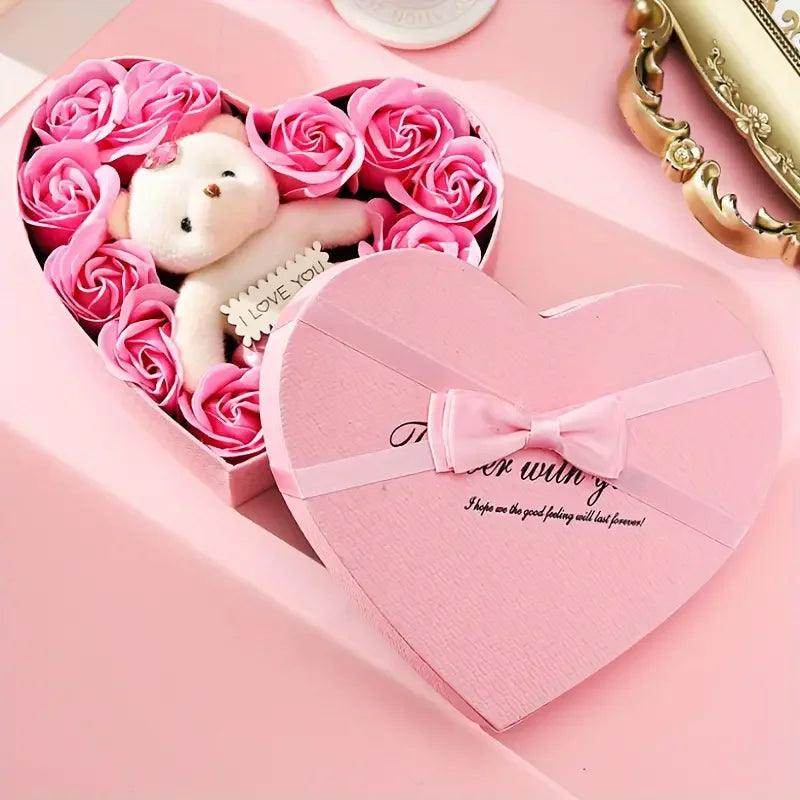 Heart-Shaped Rose Soap Flower Gift Box - SmartPursue™