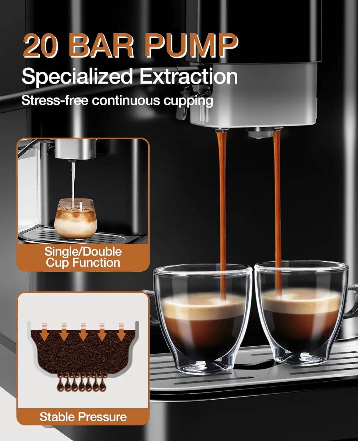Fully Automatic Espresso Machine – 20-Bar Coffee Maker - SmartPursue™