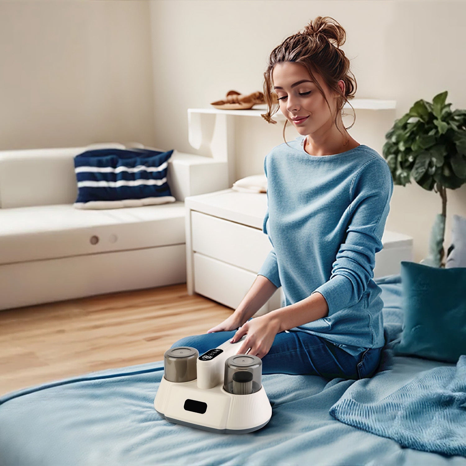 15000 Pa Bed Vacuum Cleaner – Double-Cup & UV-C Sanitizer Travel & Portable Gadgets
