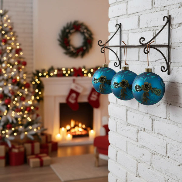 🎄 4PCS Christmas Glass Ball Ornaments – Shiny Hanging Tree Décor Set CJ US