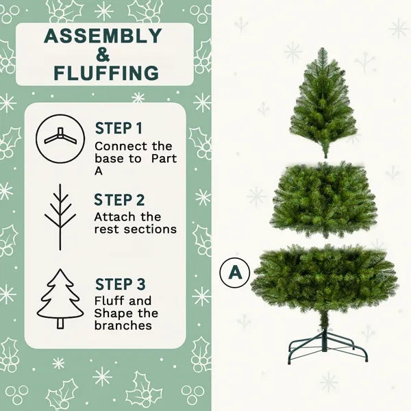 7FT Unlit Artificial Christmas Tree With 775 Tips CJ US