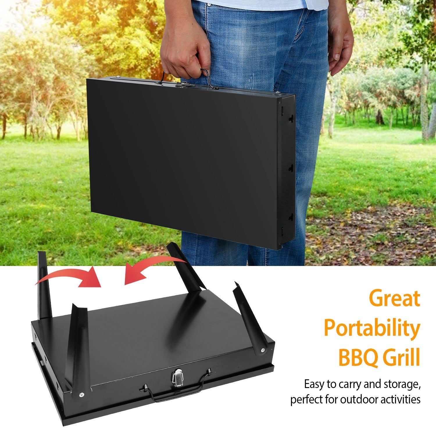 Portable Charcoal Foldable Grills Suitcase Grill Shelf CJ US
