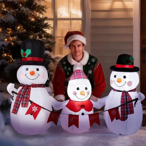 6.2FT Lighted Christmas Inflatable Decoration - Inflatable Snowman Family CJ US